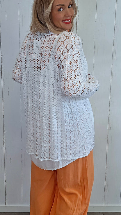 Leora lang blondecardigan hvit