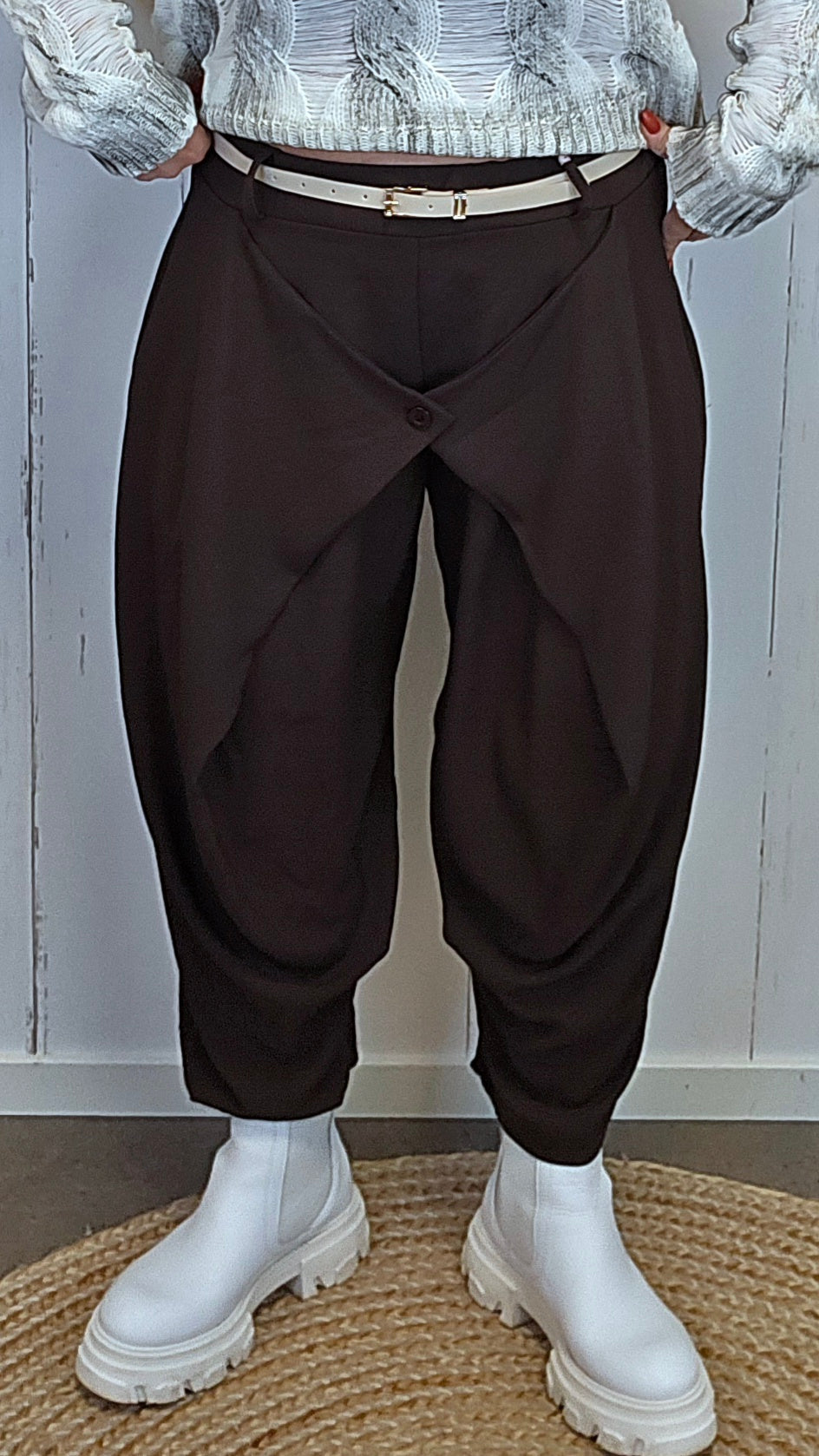 Sofie wrap bukse brun