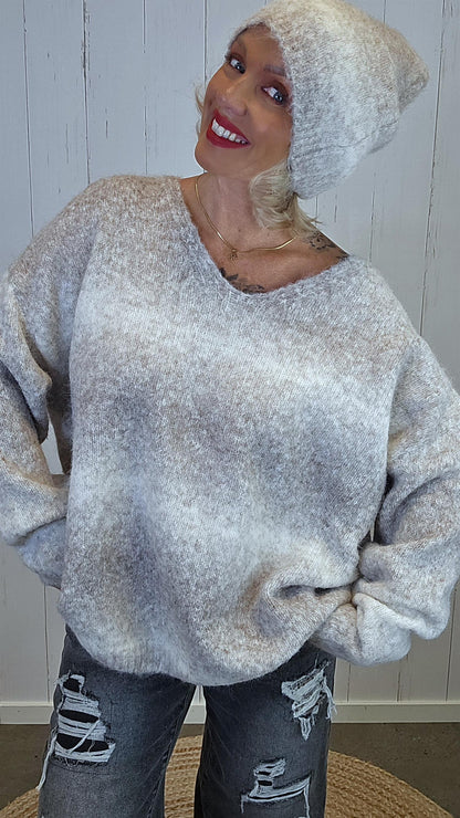 Nora strikket genser beige