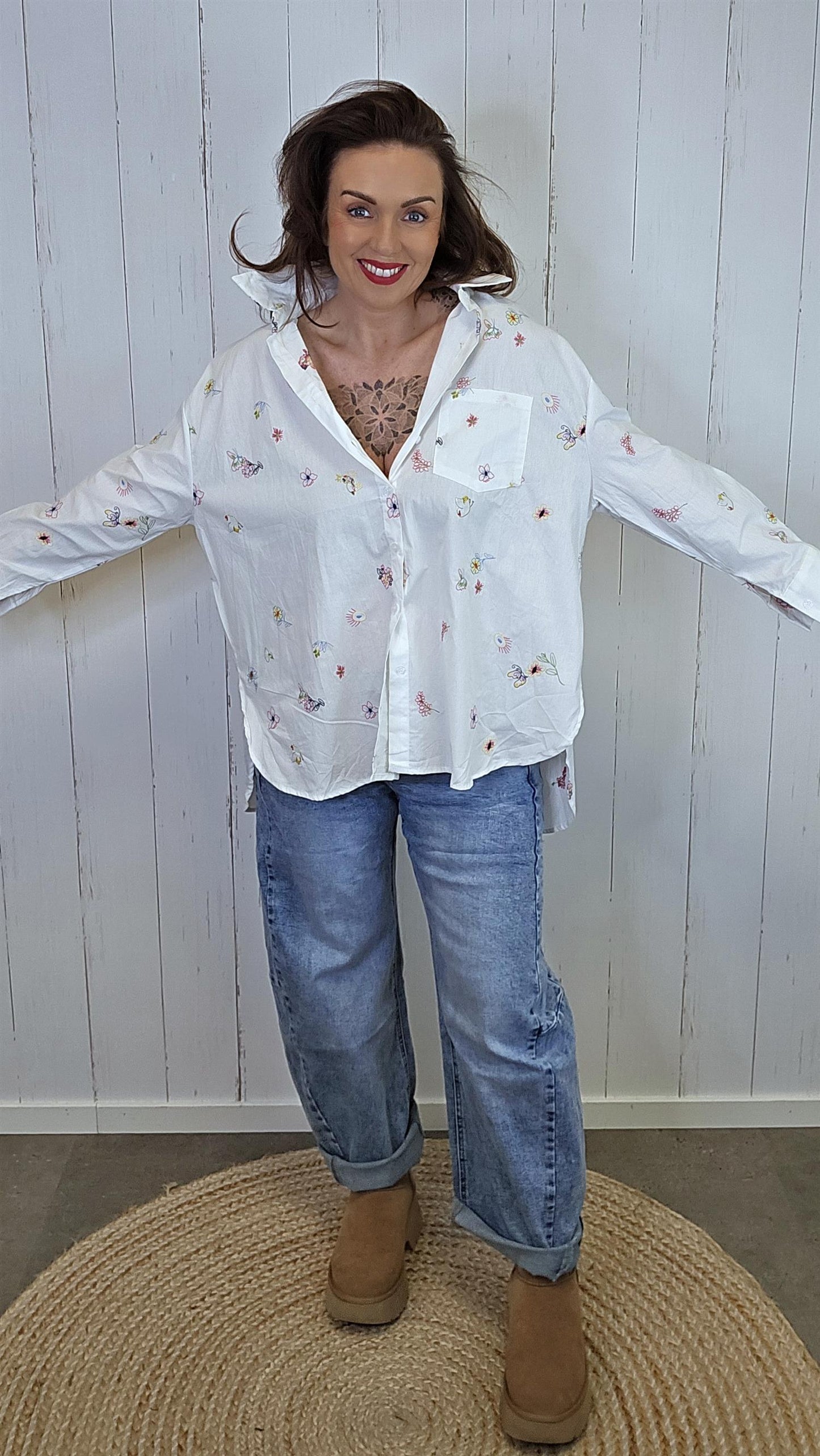 Linnea Brodert Skjorte Hvit