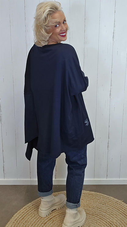 Amy asymmetrisk genser navy