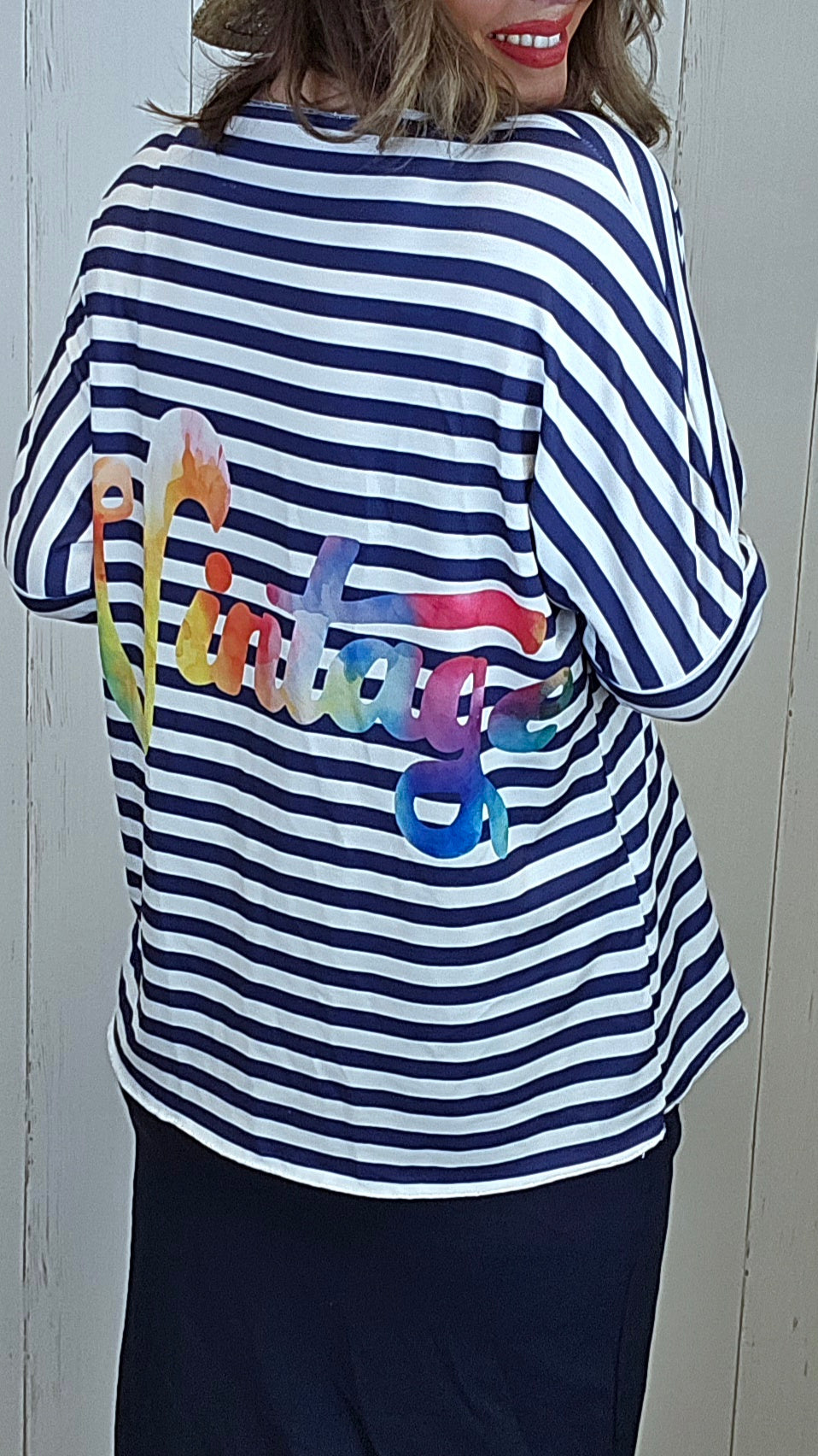Bella genser Vintage blå striper