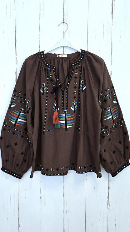 Susie bluse brun