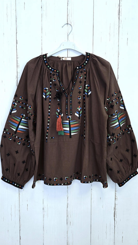 Susie bluse brun