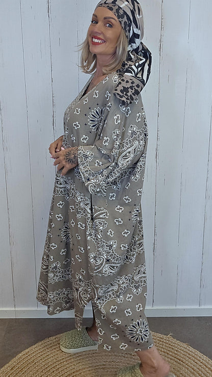 T-skjortekjole med print taupe