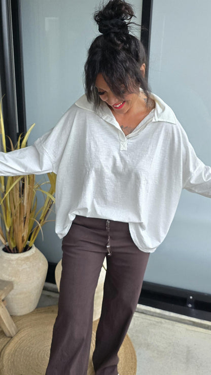 Bianco topp med knapper offwhite