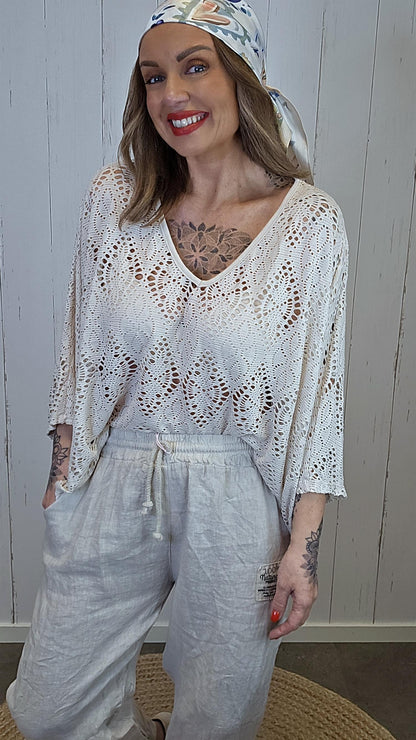 Eline poncho topp blonde Beige