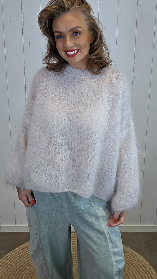 Fiffy mohair genser beige