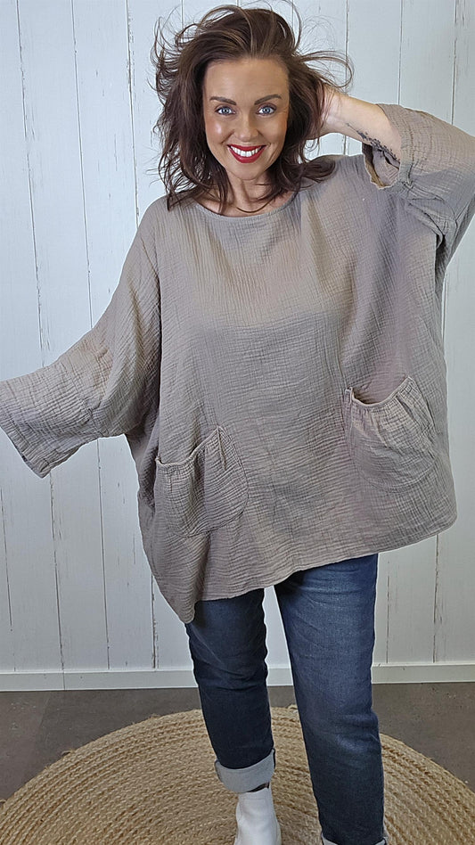 Ebba Bomullstopp Taupe