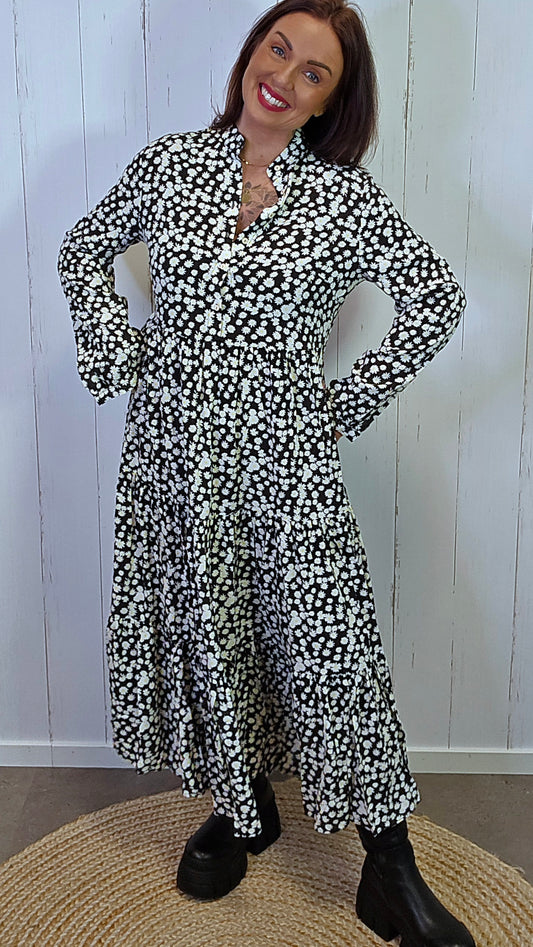 Eva blomster kjole sort