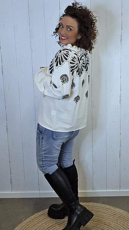 Aria bomullsbluse krem