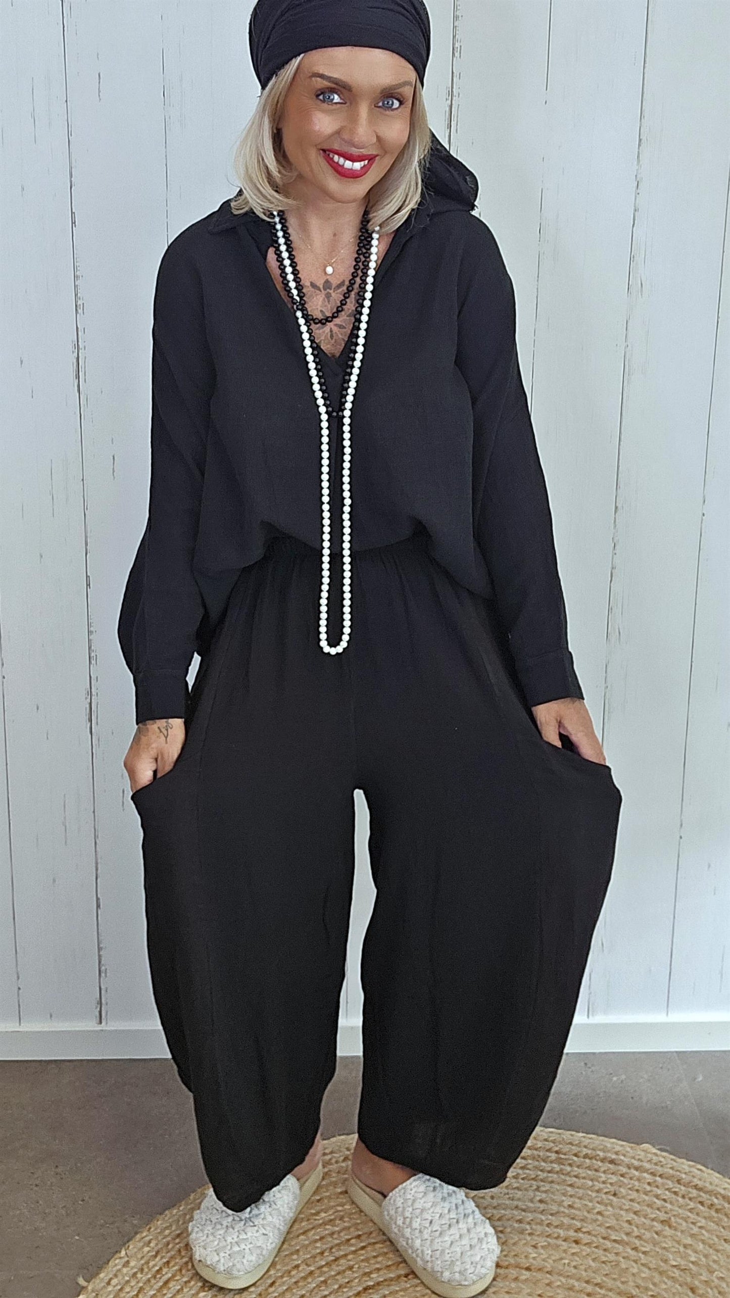 Becky baggy bukse svart