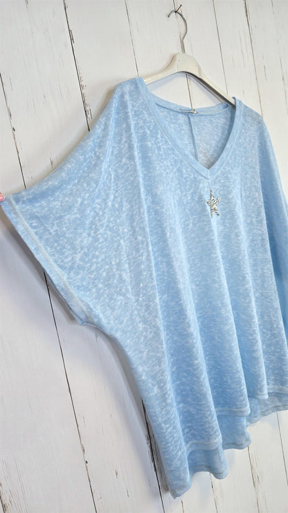 Oversized stjerne topp himmelblå