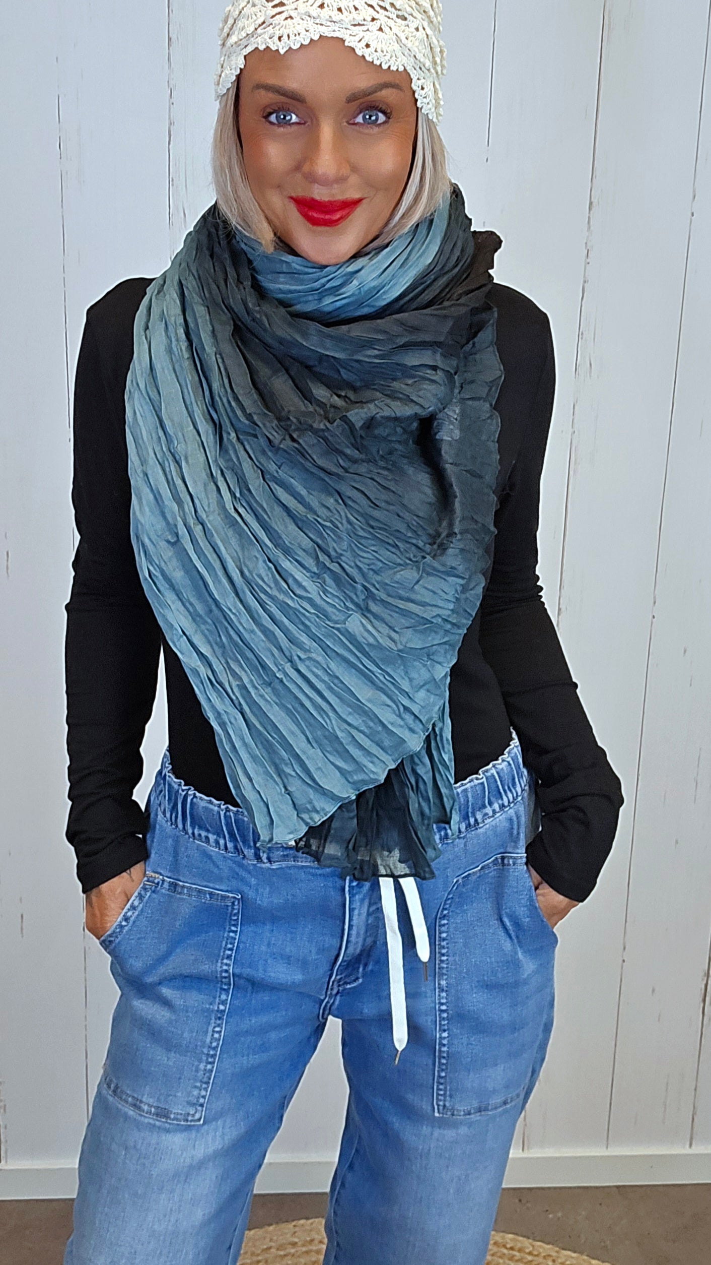 Crinkle skjerf svart