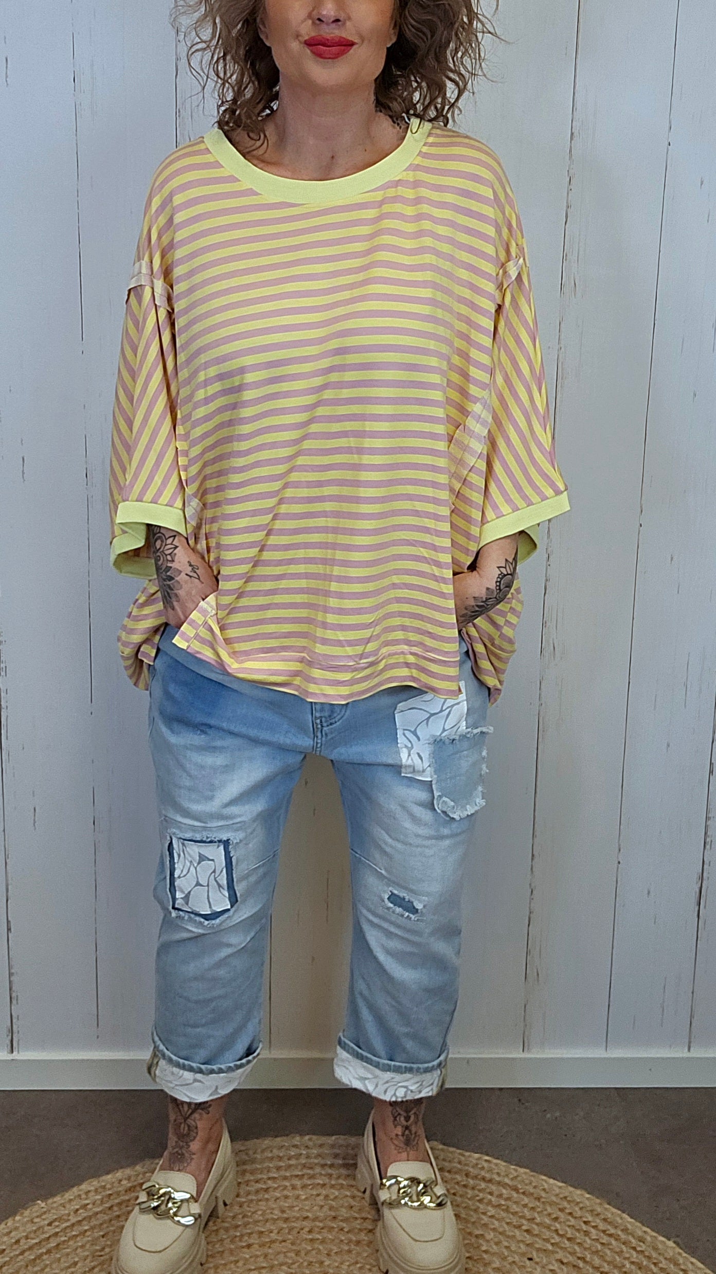 Sofie stripet topp gul