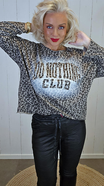 Cecilie imitert skinn bukse med knyting svart
