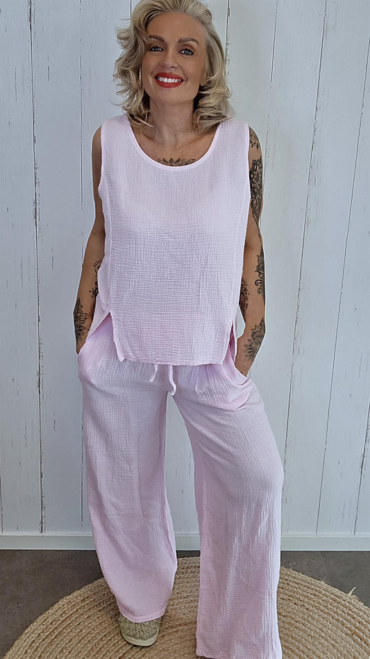 Cotton Gauze sett rosa