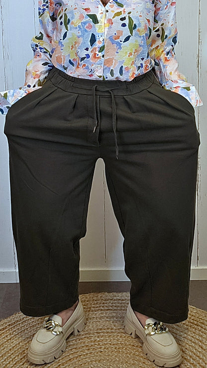 Bomullsbukse mørk olivengrønn