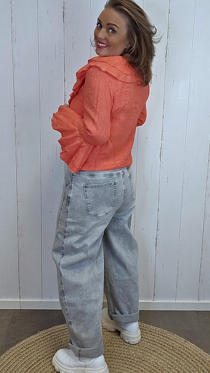 Karostar Barrel jeans lysegrå