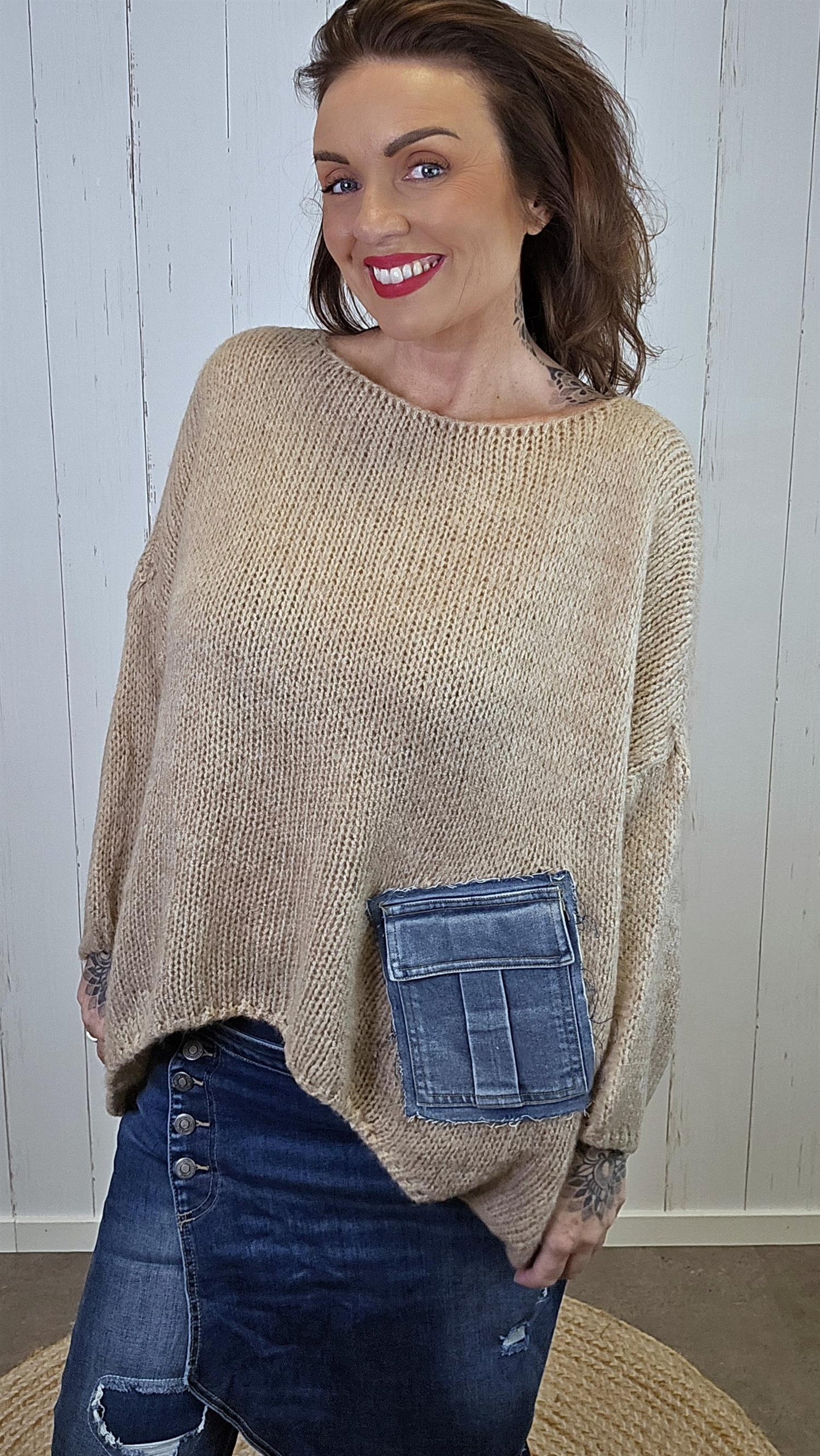 Bella Strikket Genser Camel