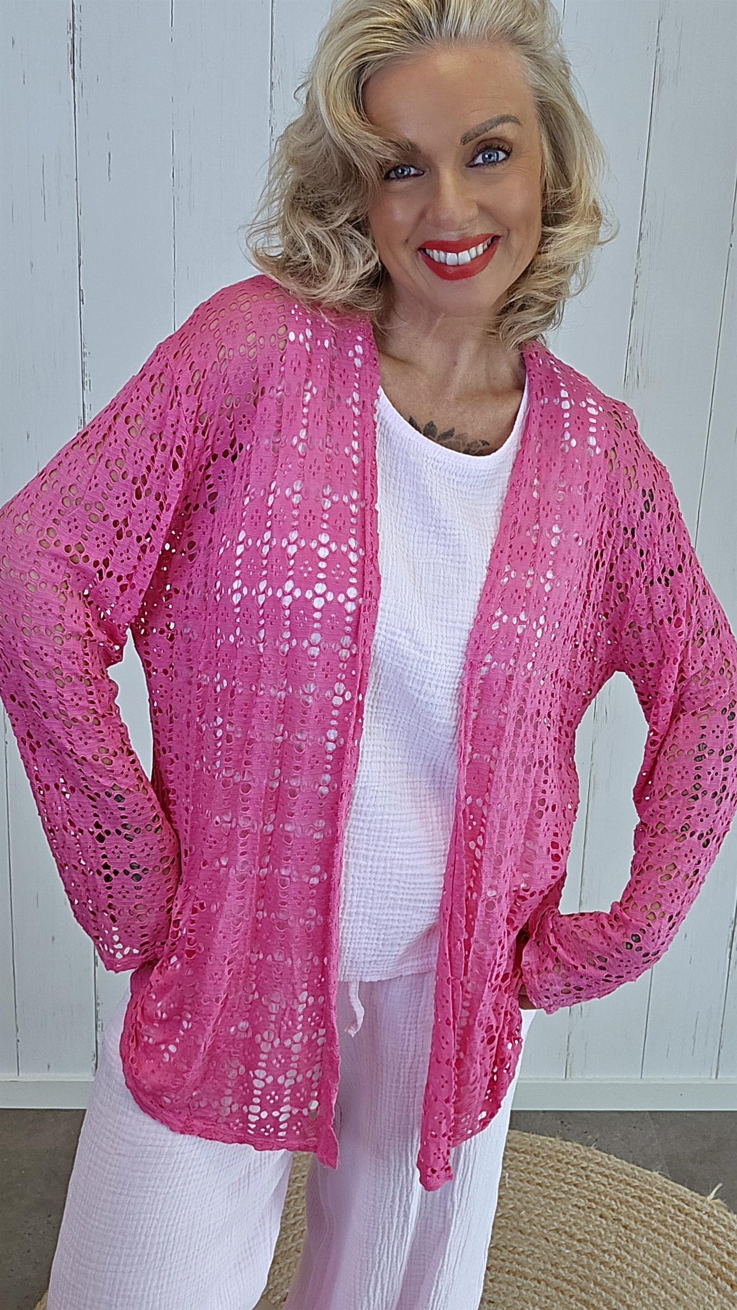 Leora lang blondecardigan rosa