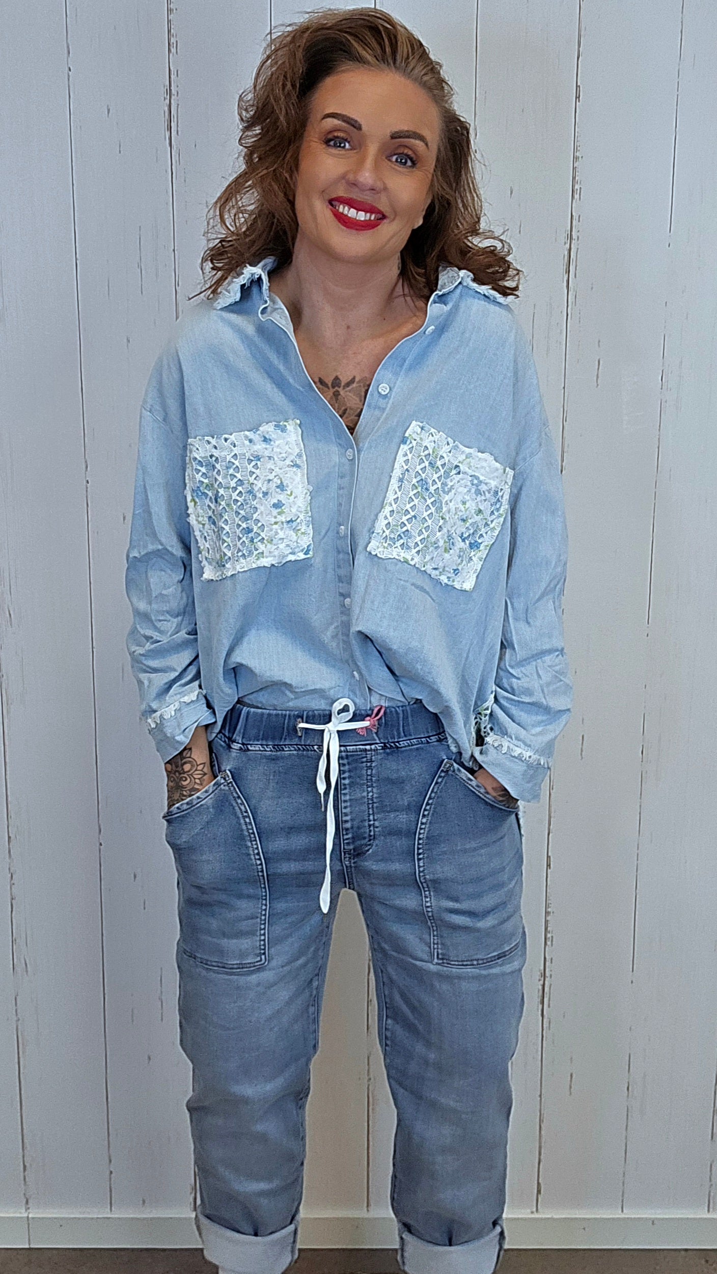 Kine denim skjorte lyseblå