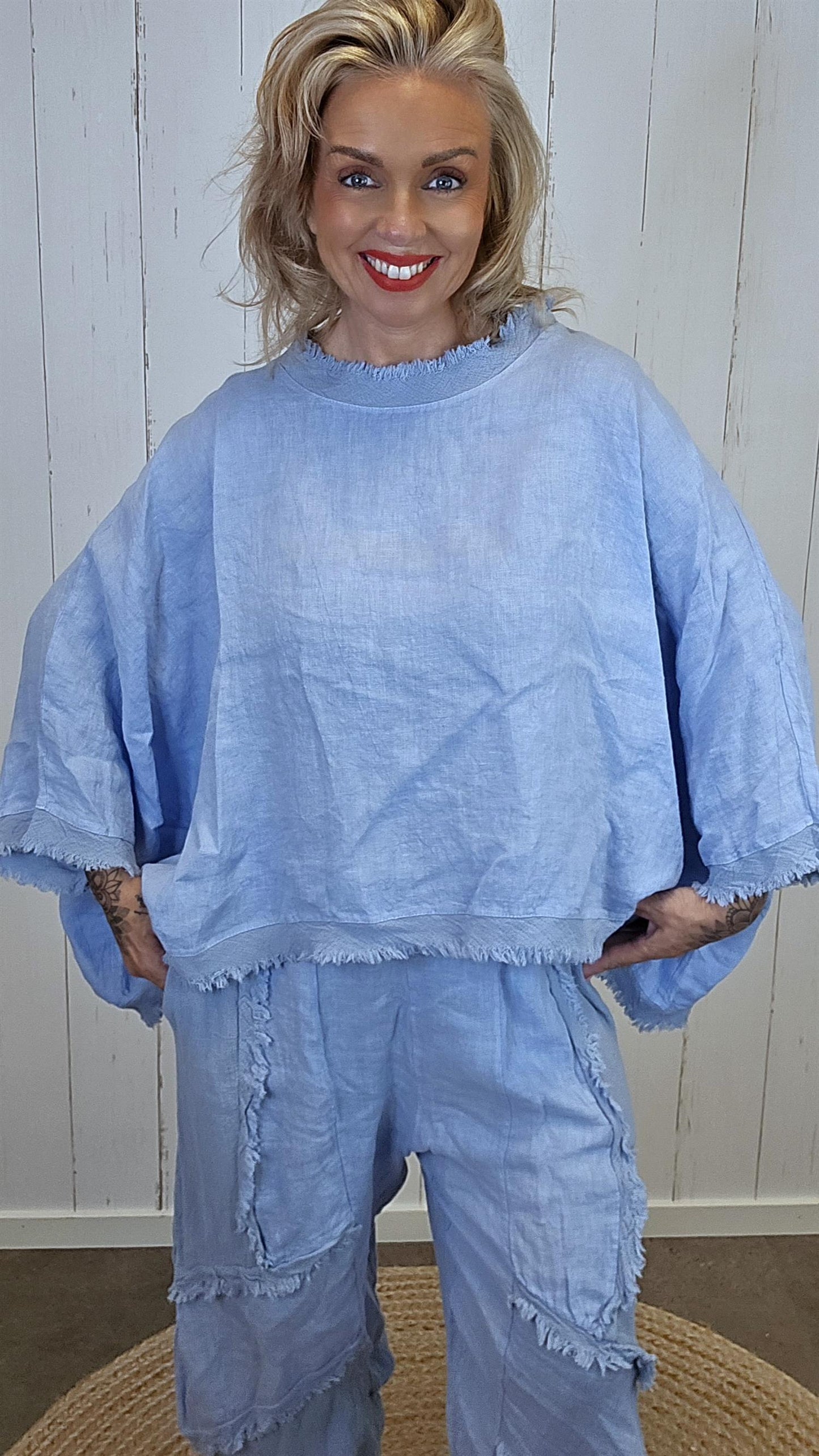 kim Lin Poncho Topp blå