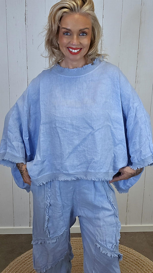 kim Lin Poncho Topp blå