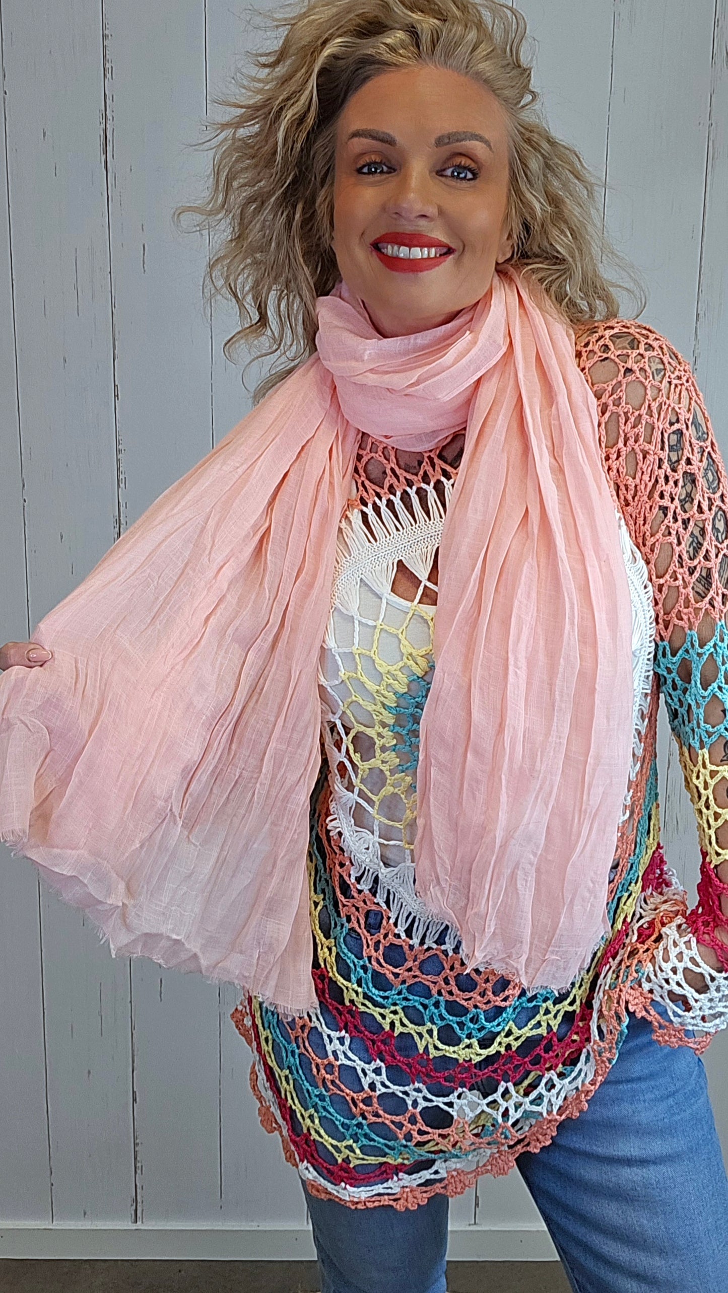 Crinkle skjerf peach