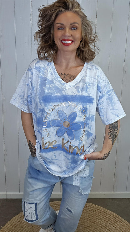 Alma t-skjorte Be Kind blå