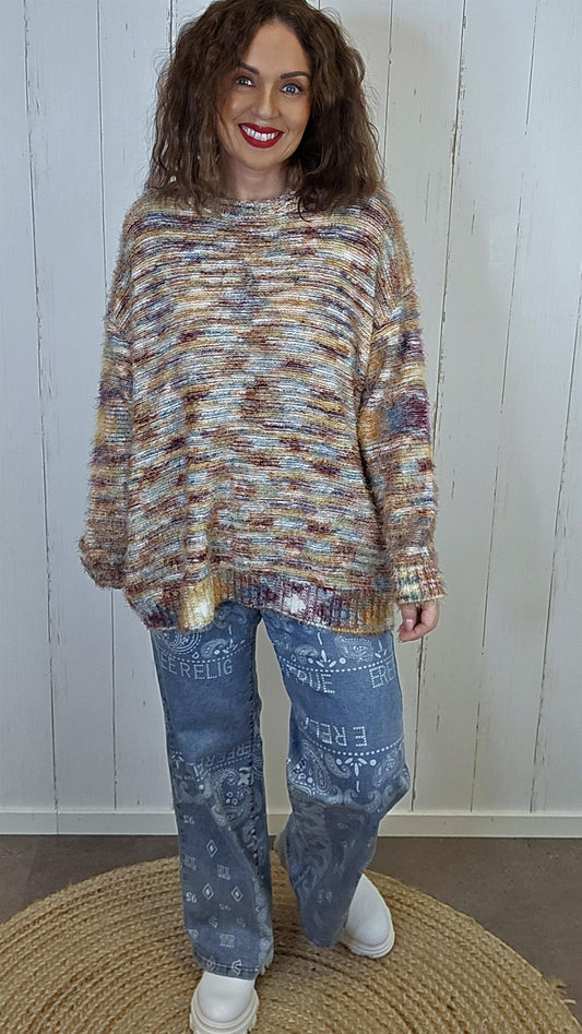 Mila Flerfarget Strikkegenser