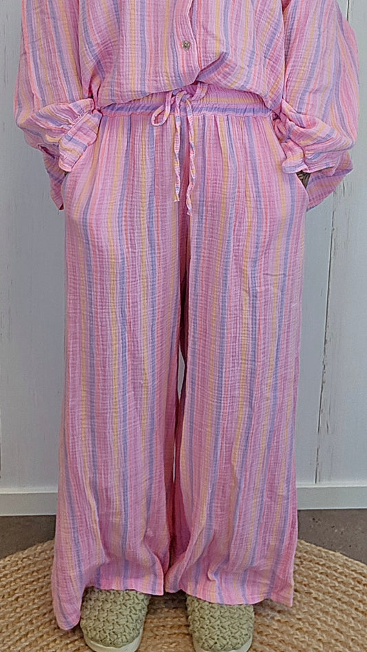 Annie bukse med striper rosa