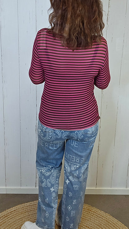 Sofie stripet topp rosa