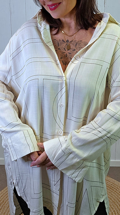 Ella rutet skjorte creme