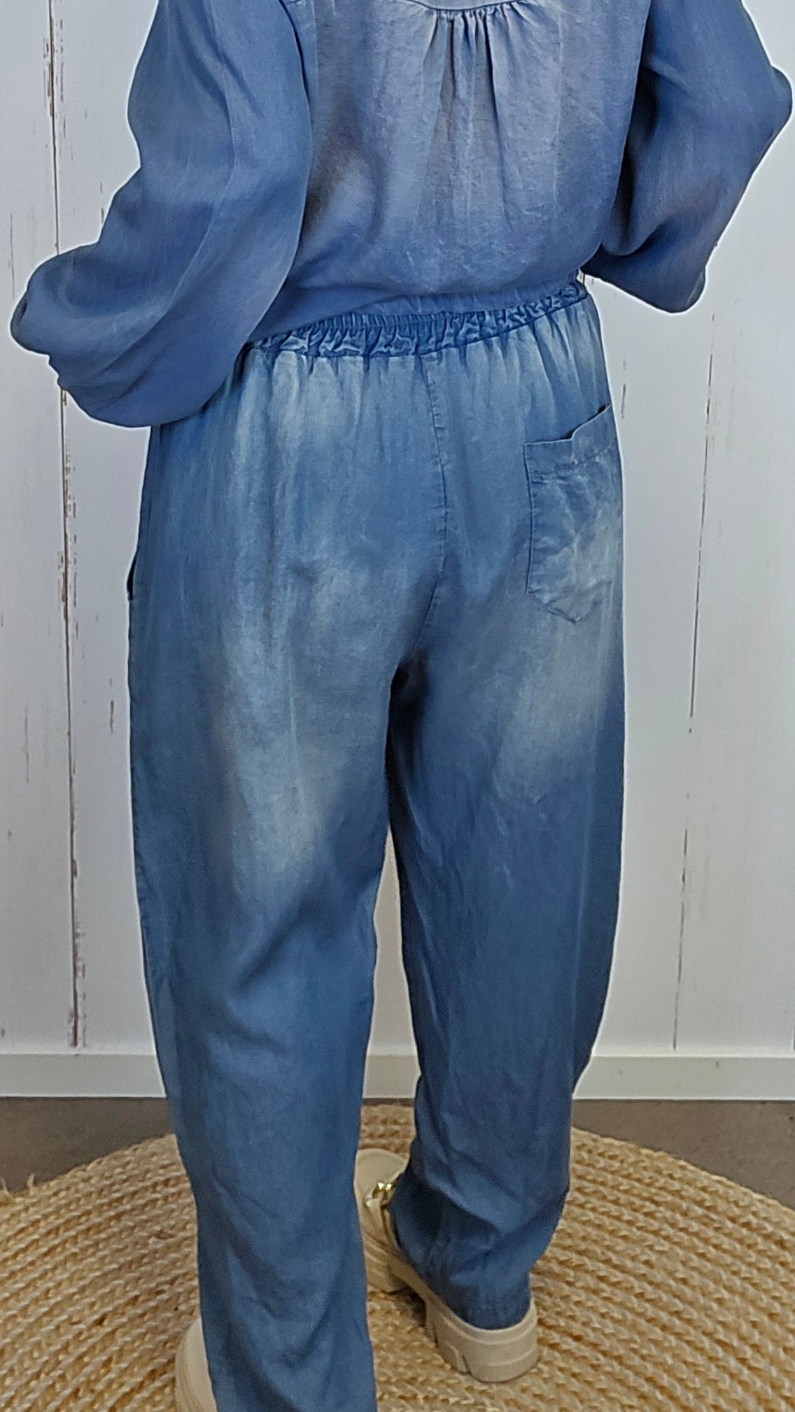 Siv denim-look bukse blå