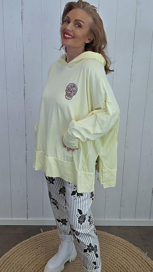 Nora skull hettegenser gul