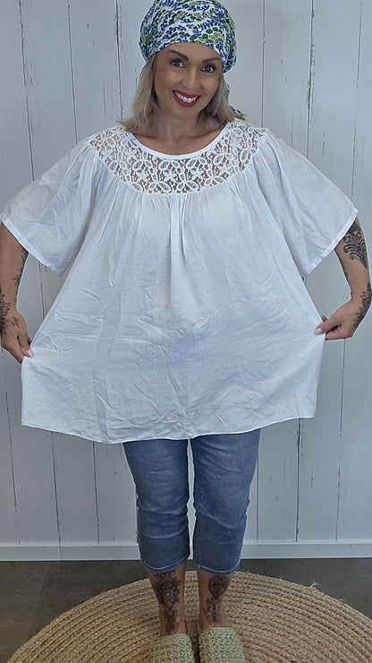 Freja blonde topp Hvit