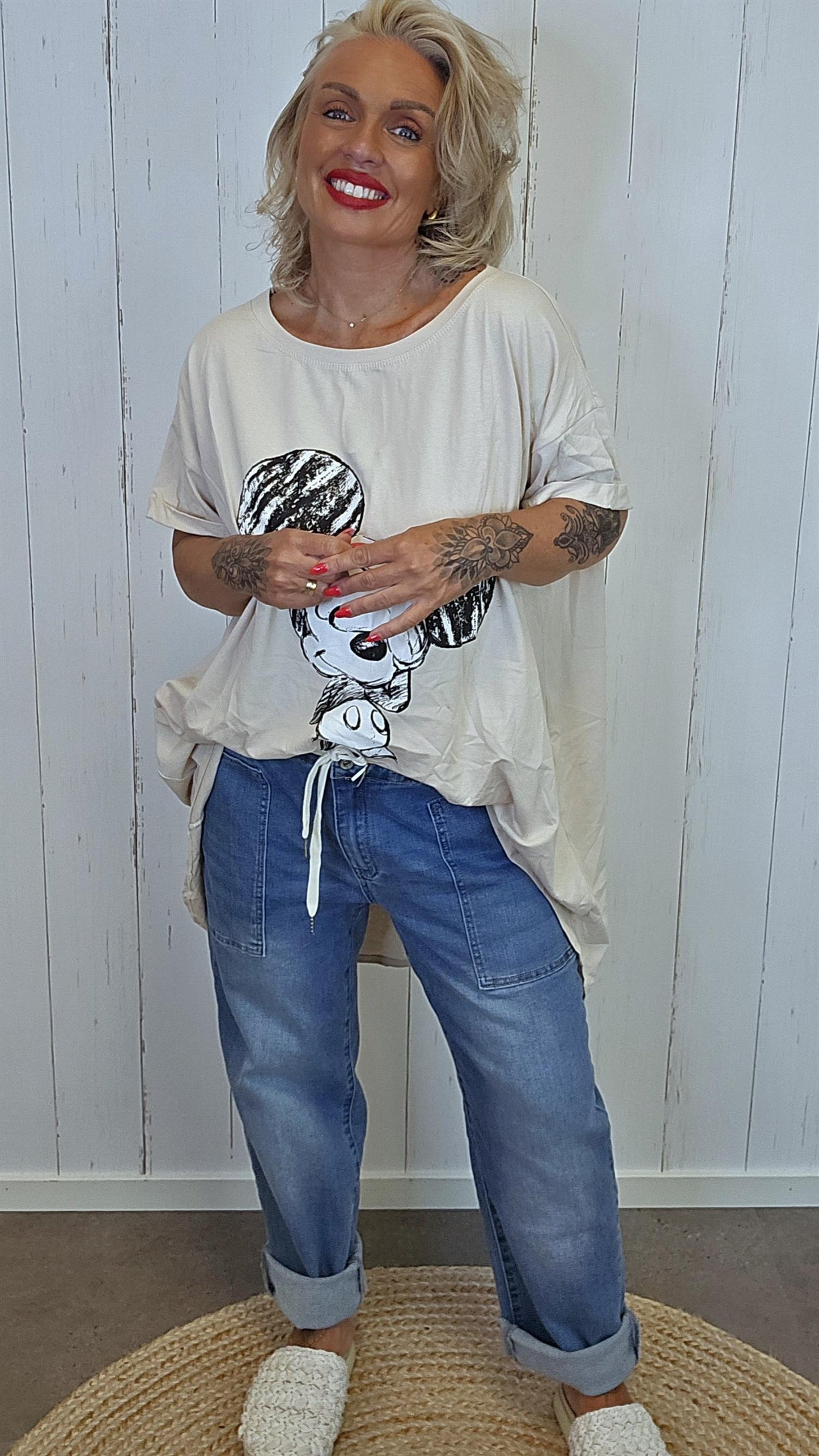 Mickey Mouse topp beige