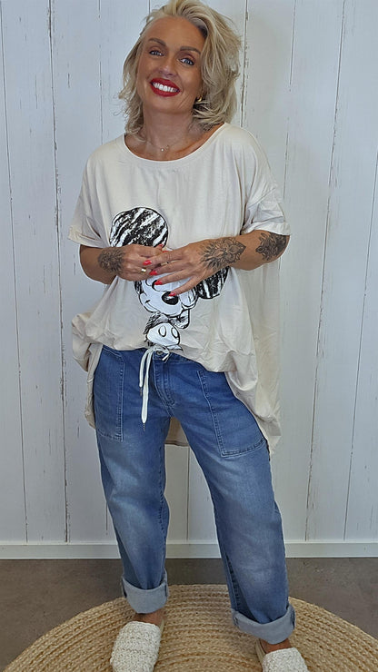Mickey Mouse topp beige