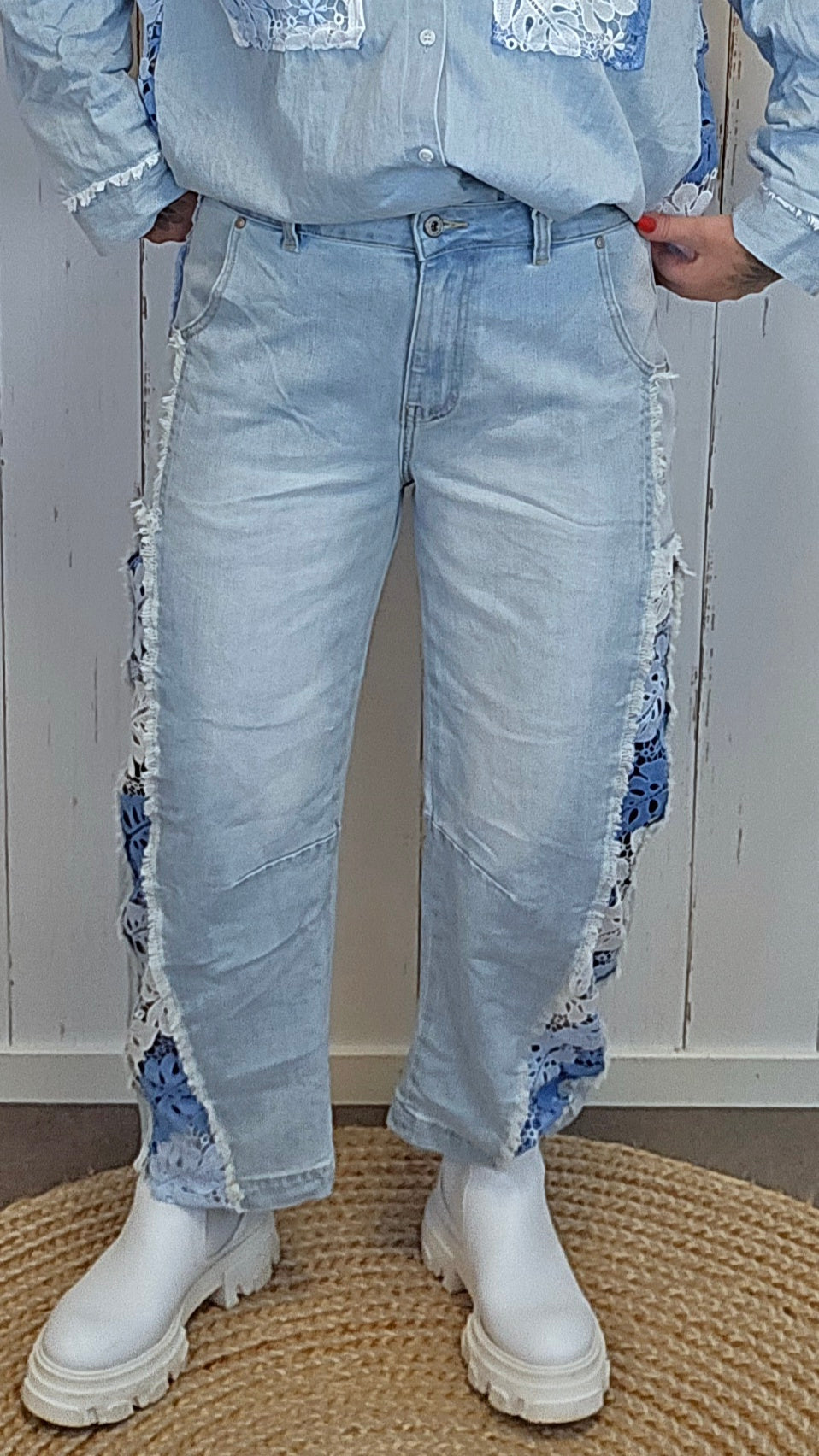 Trixy jeans med blonder