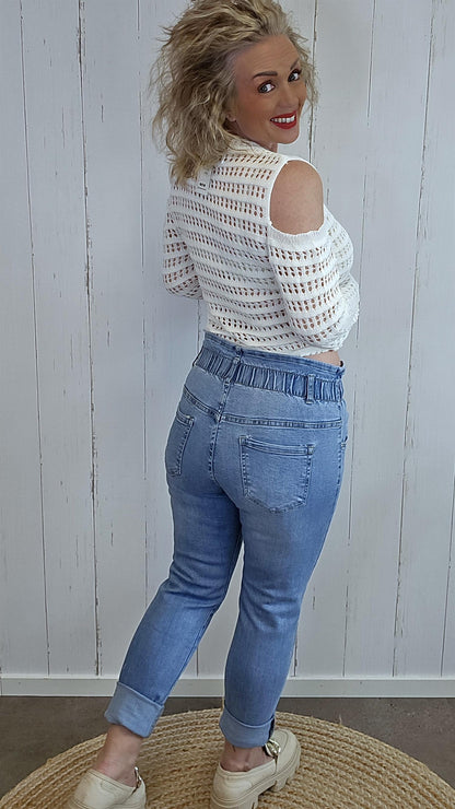 G-smack jeans med strikk i livet
