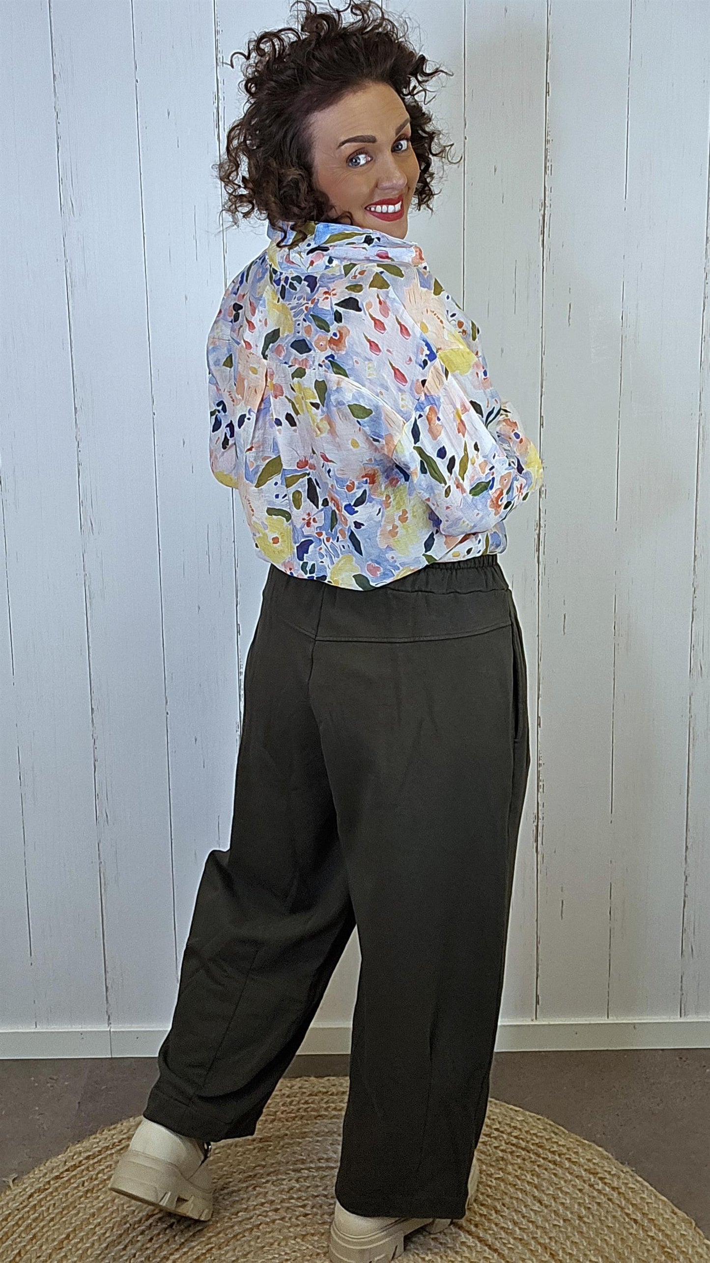 Bomullsbukse mørk olivengrønn