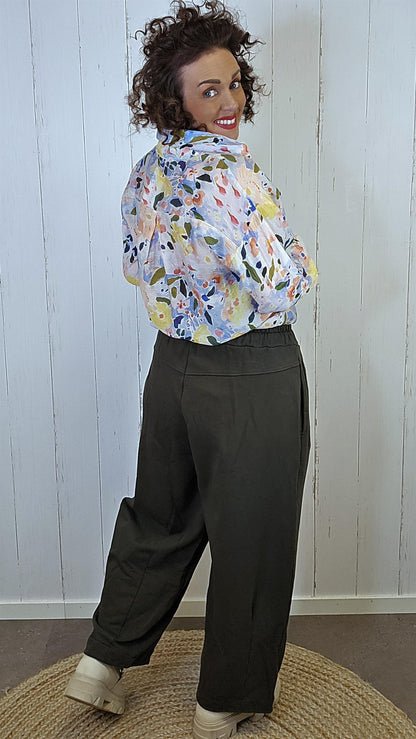 Bomullsbukse mørk olivengrønn