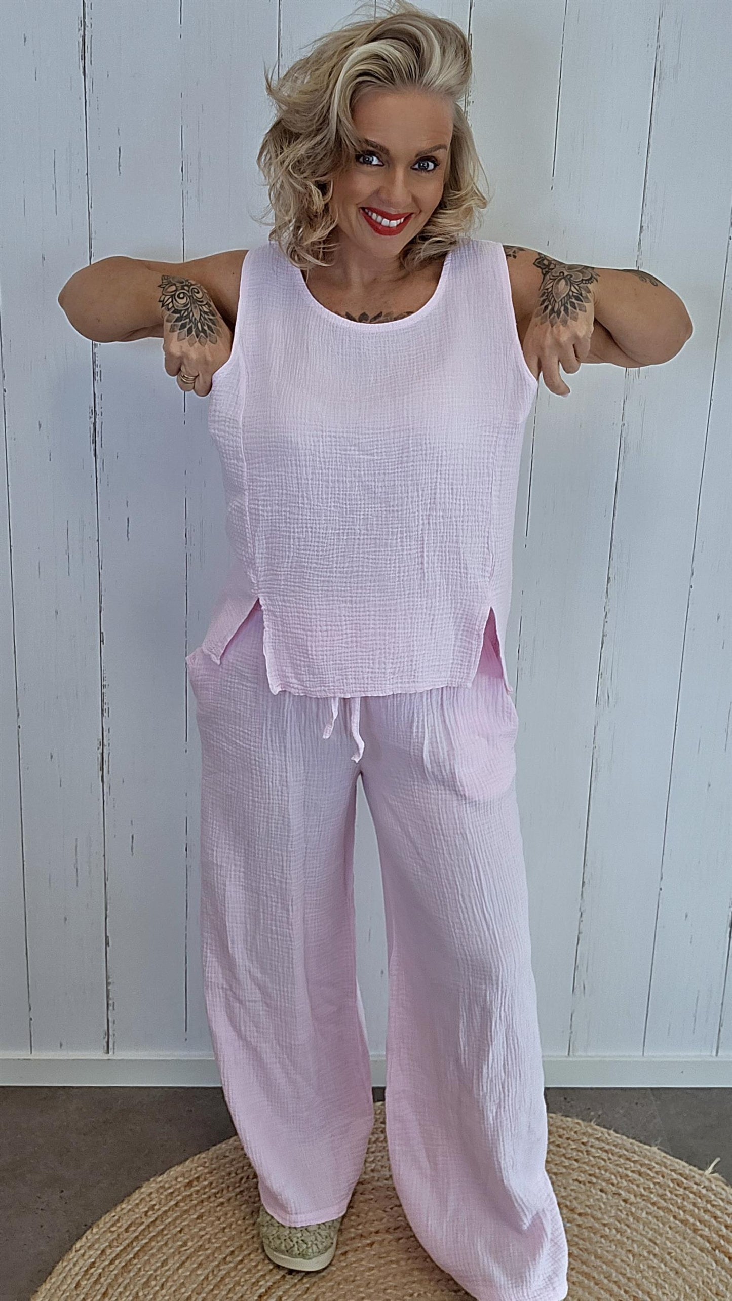 Cotton Gauze sett rosa