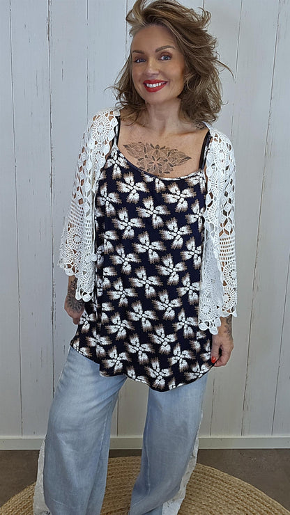 Klara singlet Blå med blomster