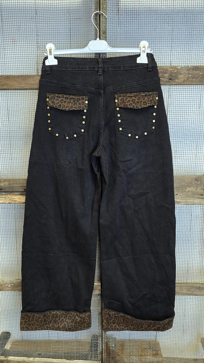 Harper jeans med leopard- og gulldetaljer