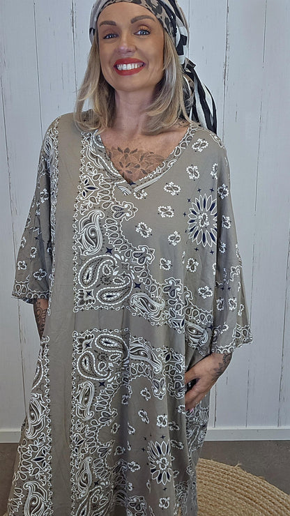 T-skjortekjole med print taupe