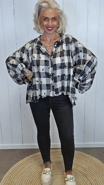 Clara skjortebluse med ruter