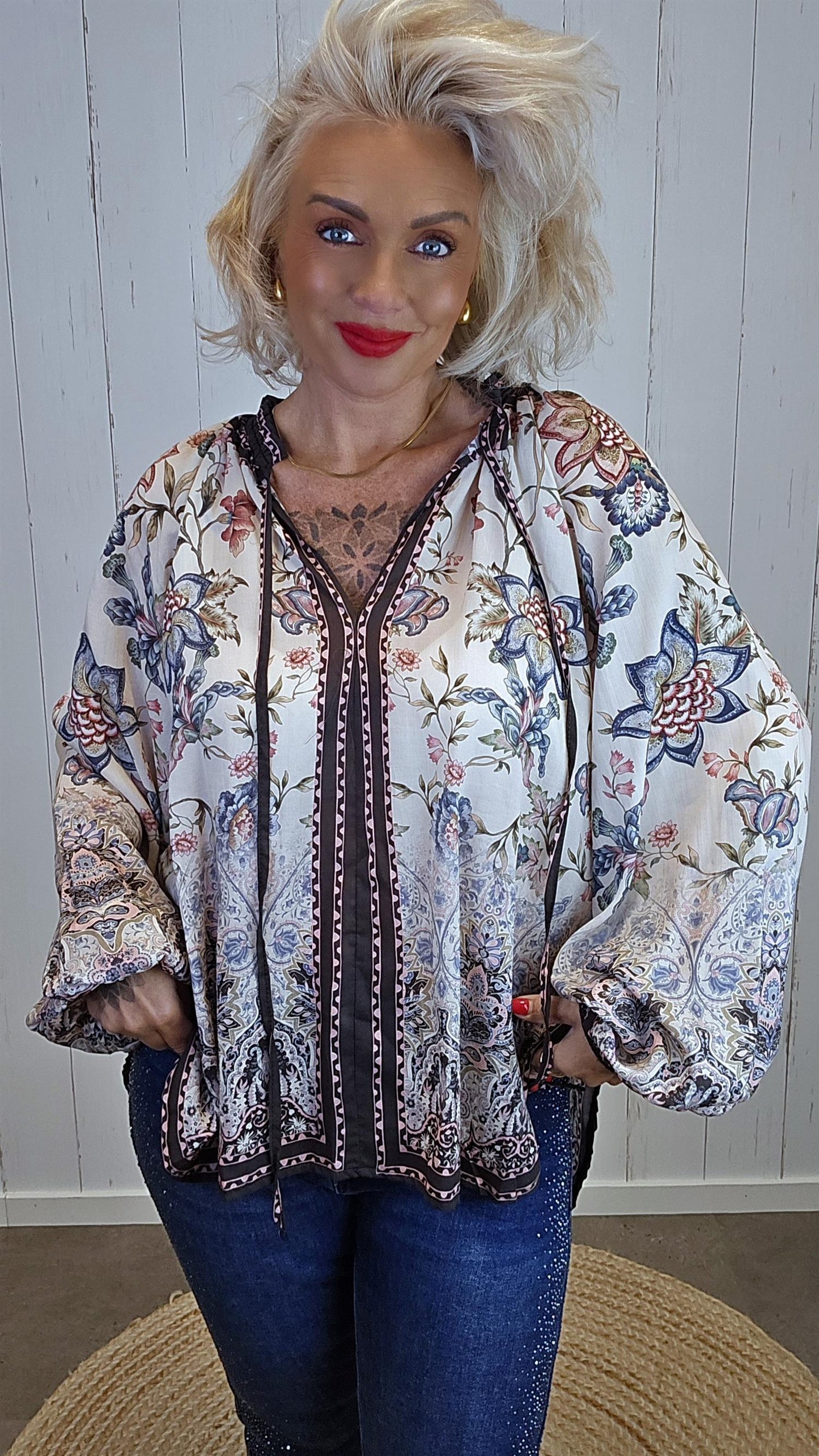 Nora bluse med print