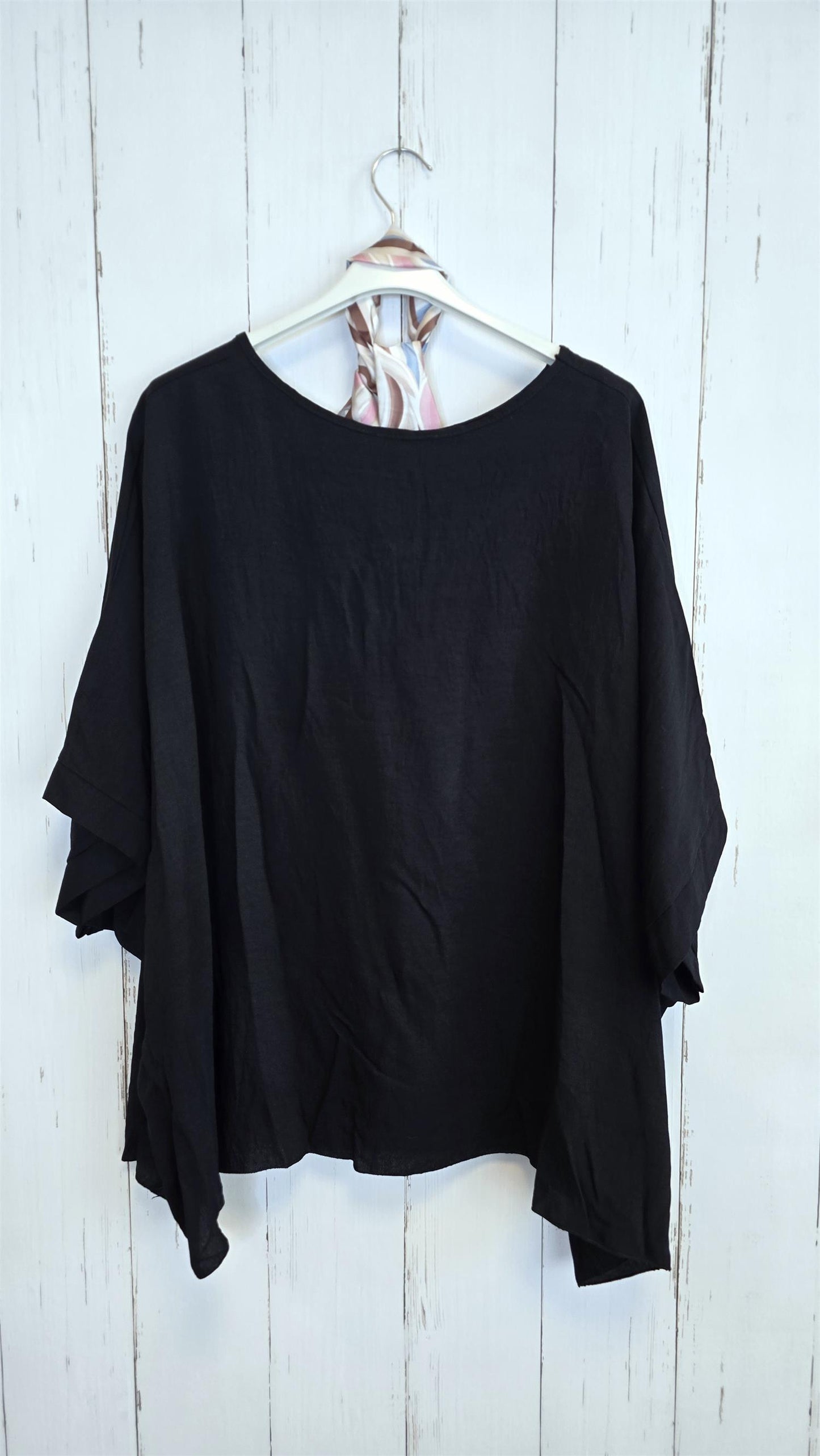 Poncho topp med skjerf svart